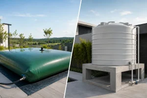 Flexible water tank and traditional water storage system comparison for industrial and agricultural use